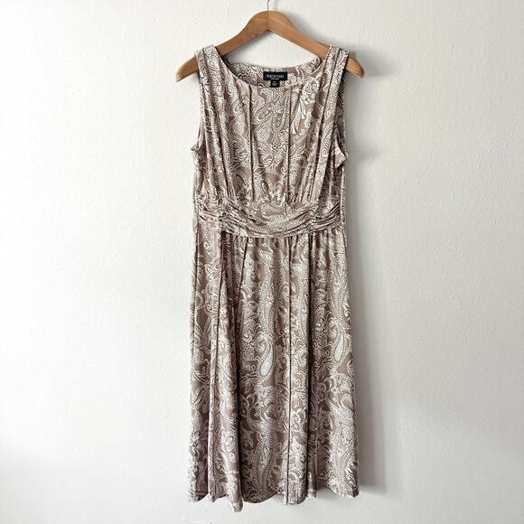 Perceptions NY Sleeveless Paisley Ruched Waist Midi Dress women’s size XL - Picture 1 of 9